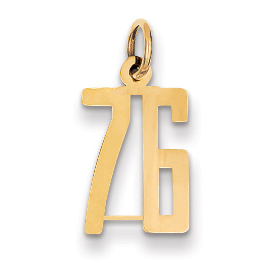 14k Small Elongated Number 76 Charm