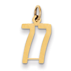 14k Small Elongated Number 77 Charm