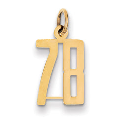 14k Small Elongated Number 78 Charm