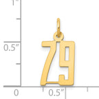 14K Gold Polished Small Elongated 79 Charm  Laser Cut Elegant Design