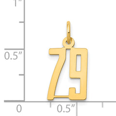 14K Gold Polished Small Elongated 79 Charm  Laser Cut Elegant Design