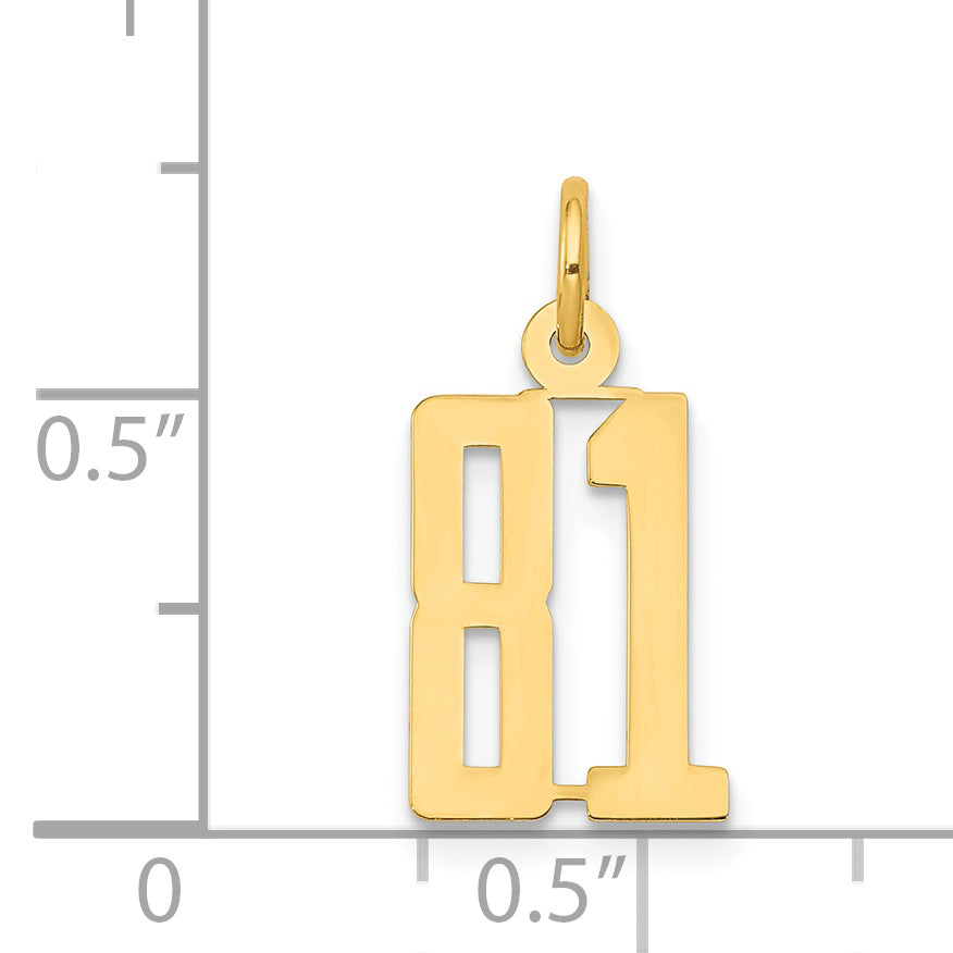 14K Gold Polished Elongated 81 Charm Small, Laser-Cut Elegance