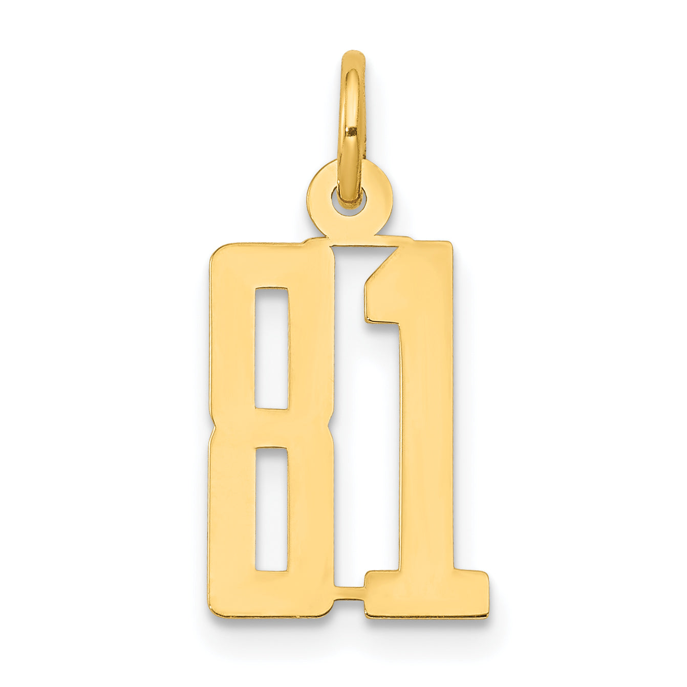 14k Small Elongated Number 81 Charm