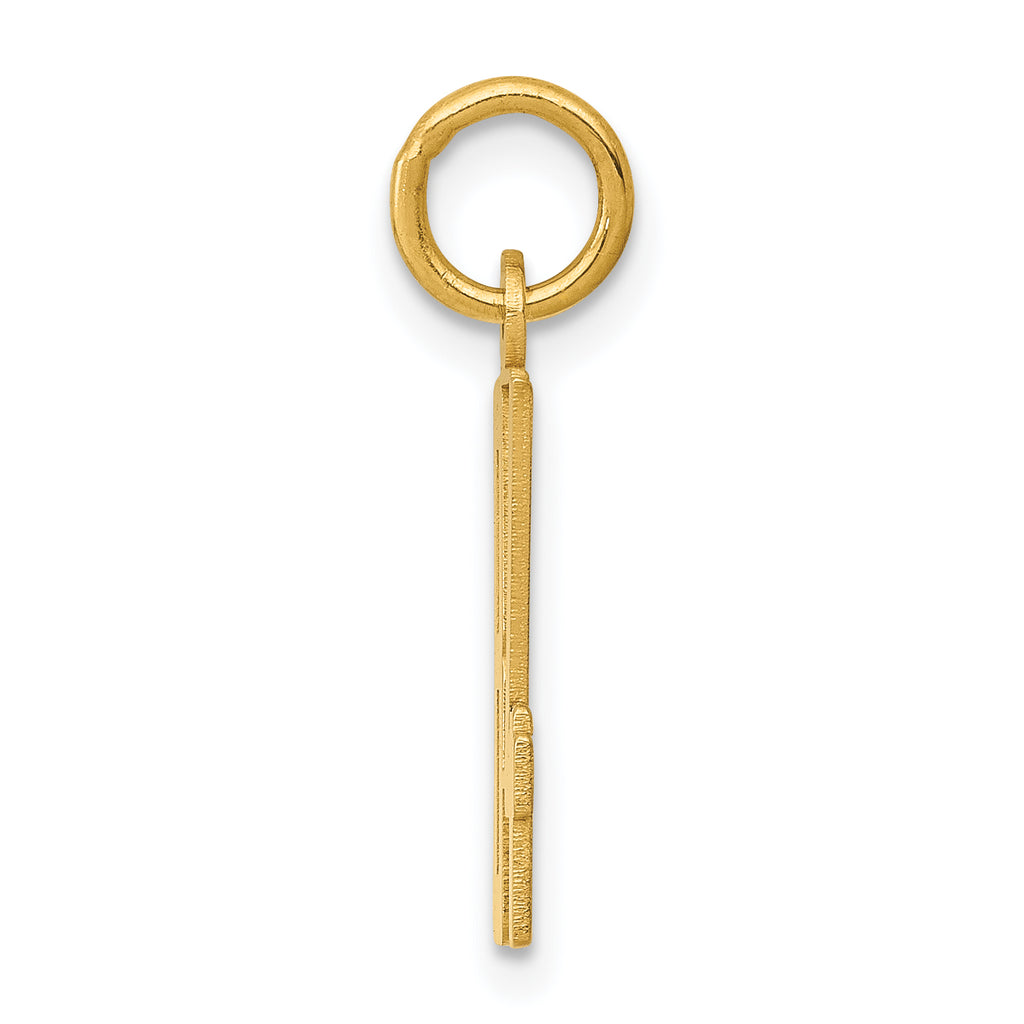 14K Gold Small Polished Elongated Charm Laser Cut Yellow Gold