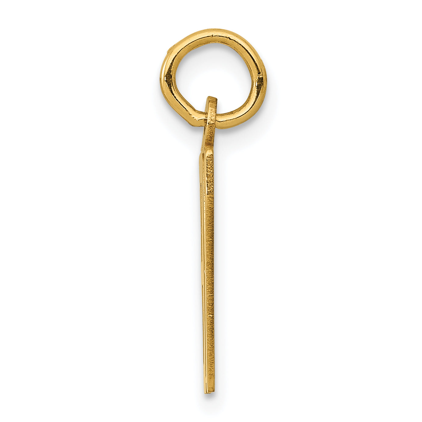 14K Gold Polished Elongated Charm, Laser Cut Small Design Secondary image