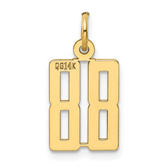 14K Gold Polished Elongated 88 Charm  Small, Laser Cut Design