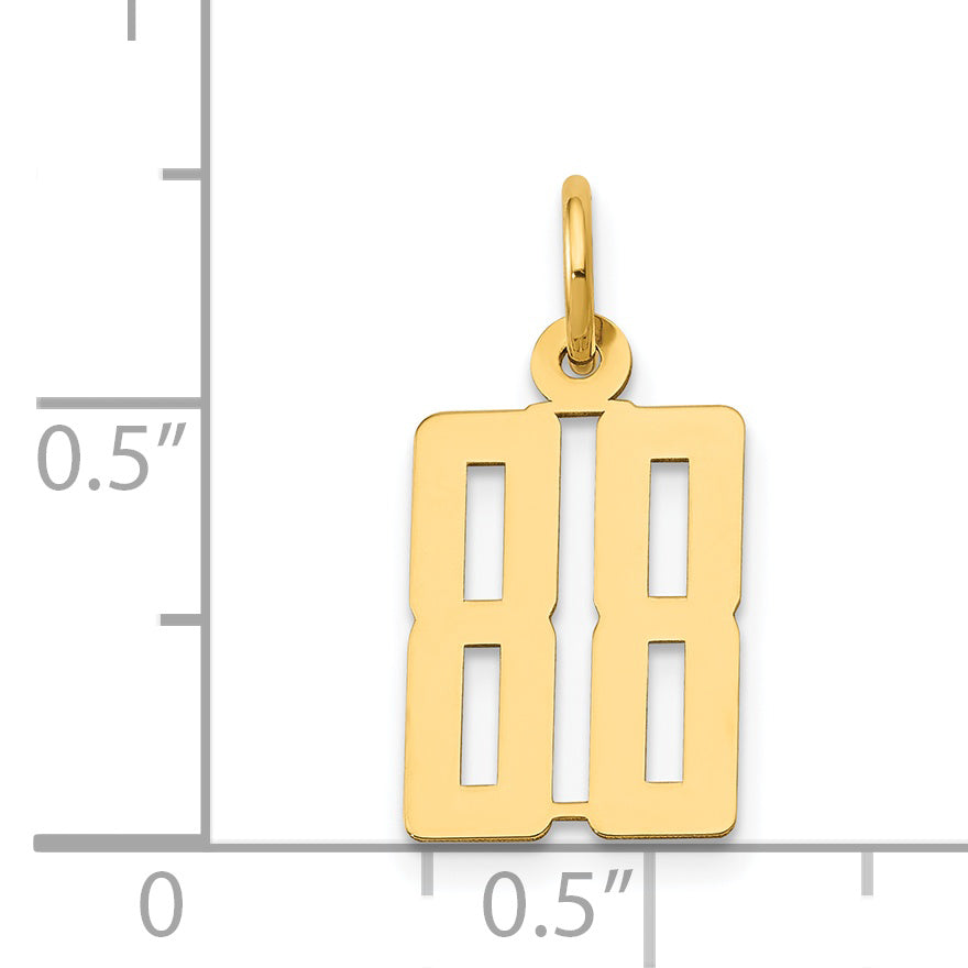 14K Gold Polished Elongated 88 Charm  Small, Laser Cut Design