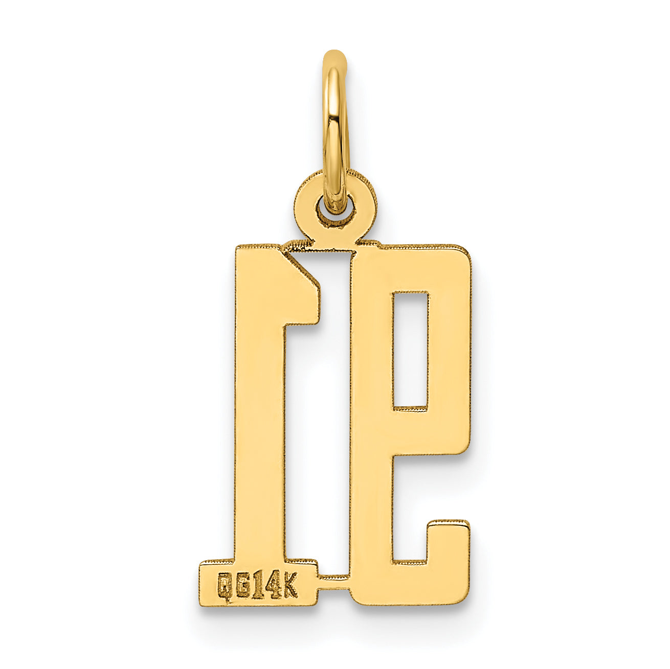 14K Gold Polished Elongated 91 Charm Small and Elegant Design