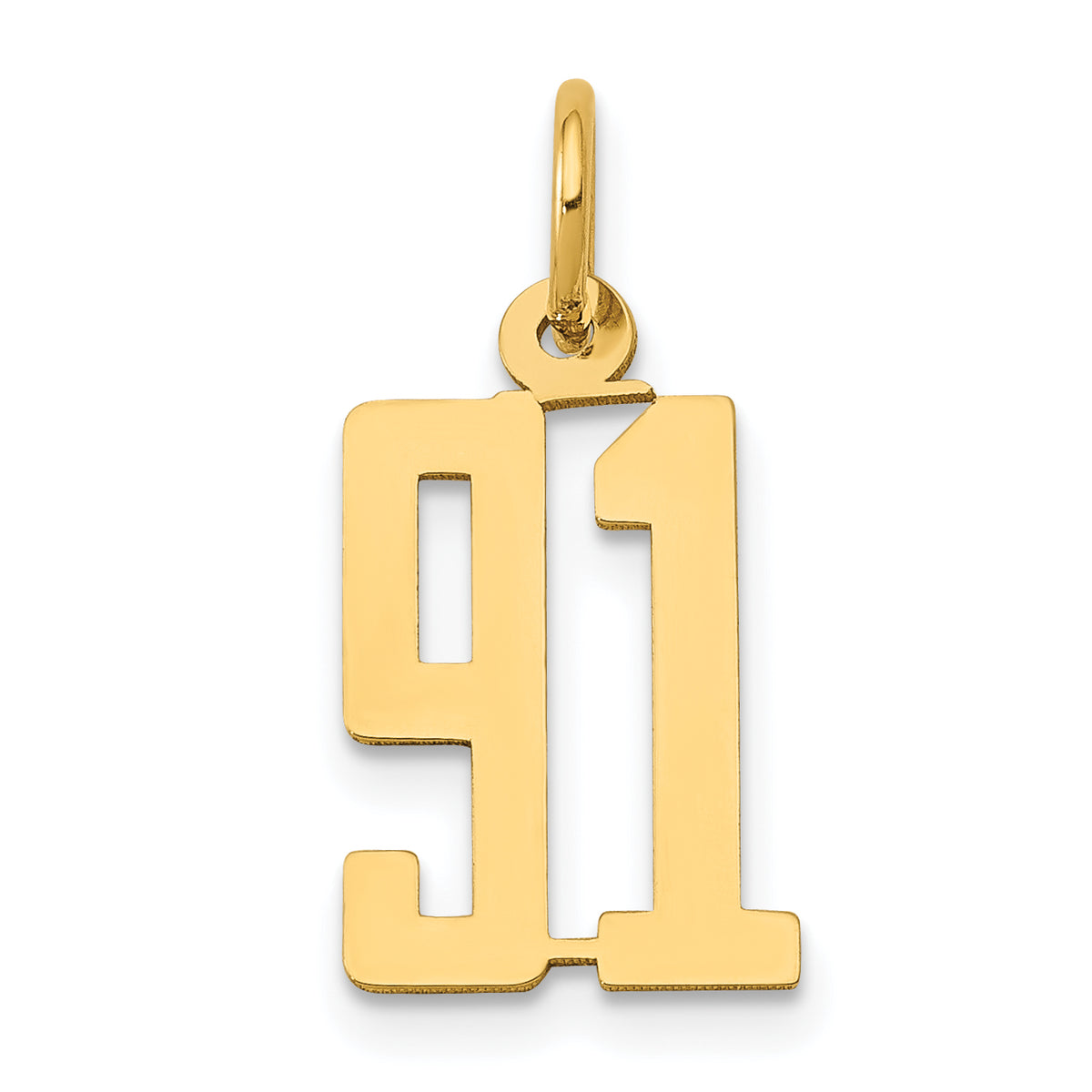 14k Small Elongated Number 91 Charm