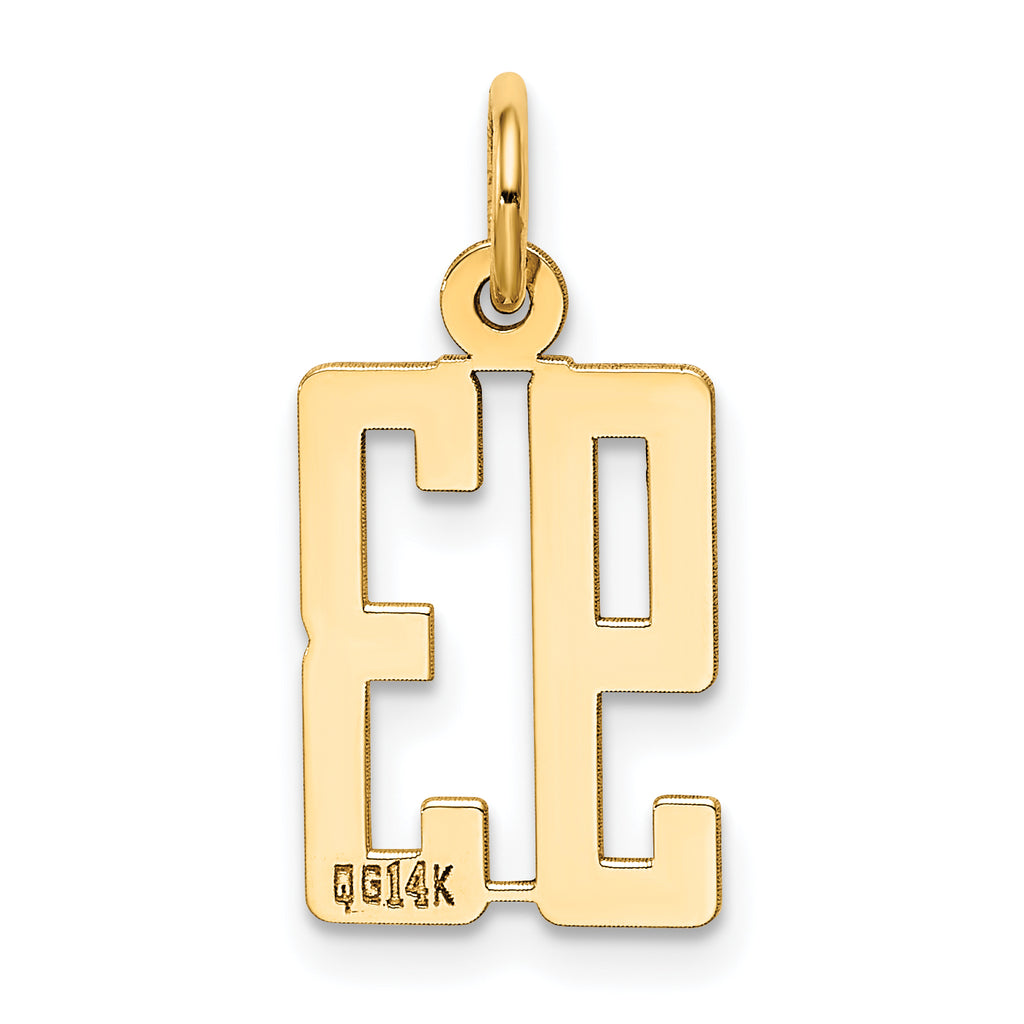 14K Gold Polished Elongated 93 Charm Small, Laser Cut