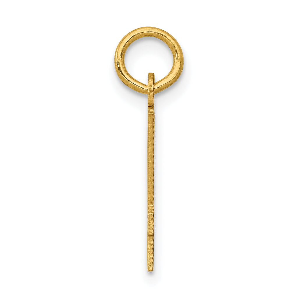 14K Gold Polished Small Elongated Charm Laser-Cut Modern Design