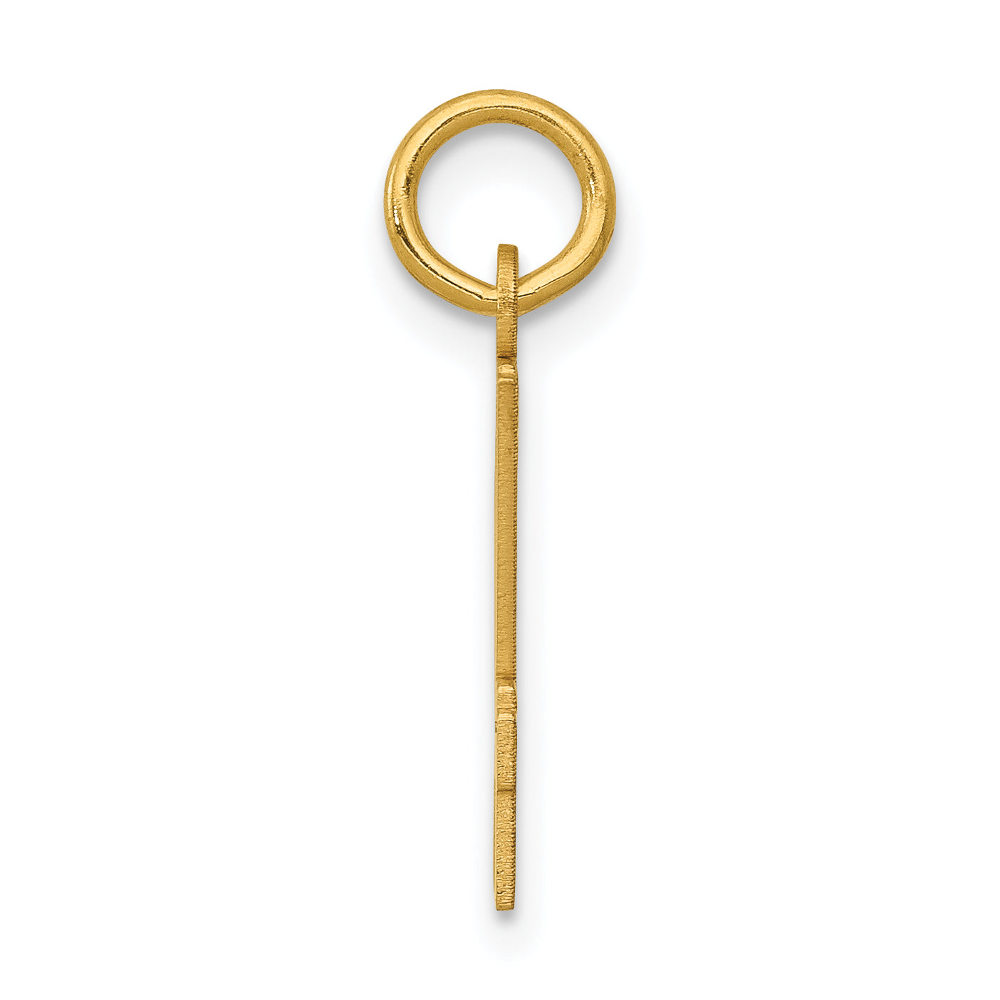14K Gold Polished Small Elongated Charm Laser-Cut Modern Design