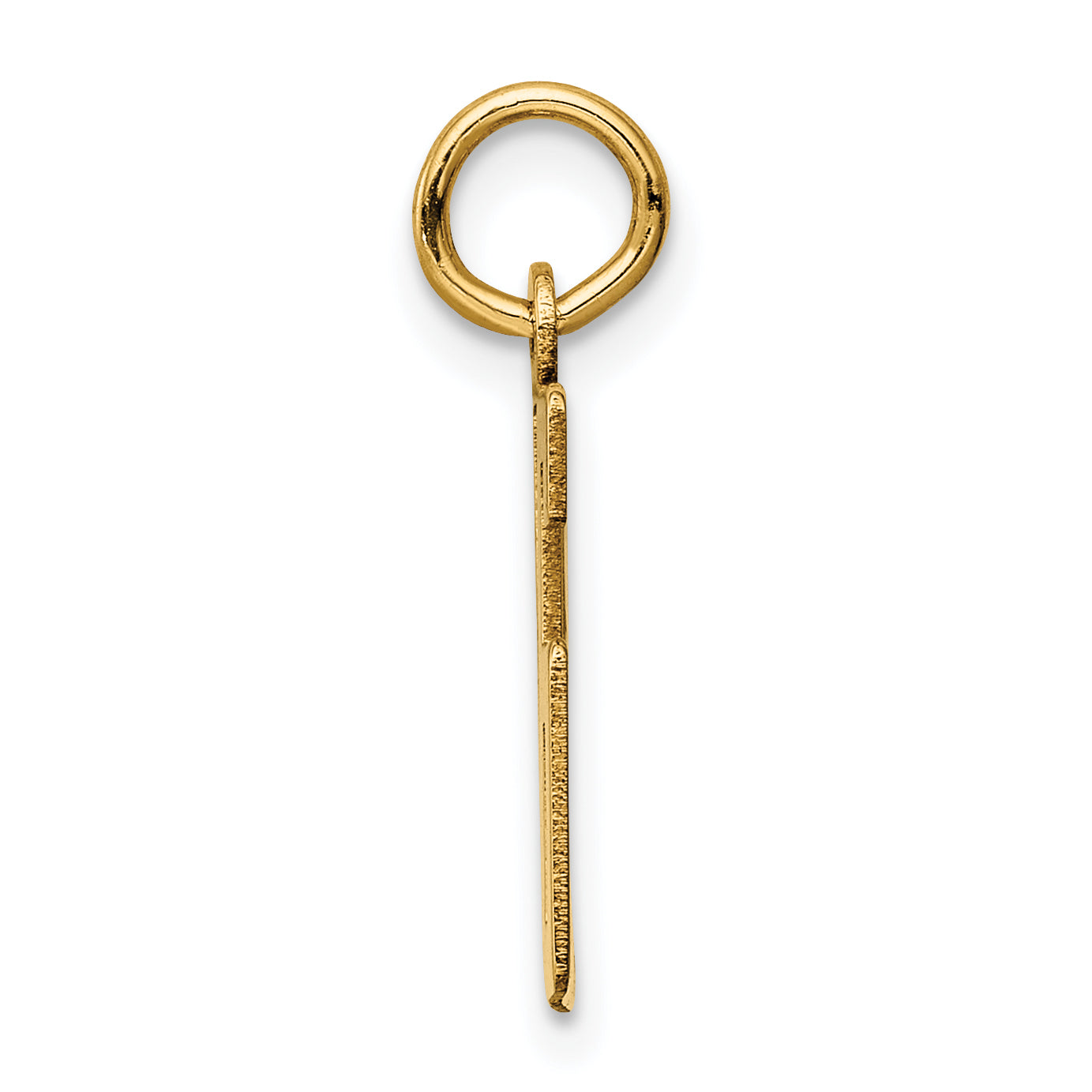 14K Gold Small Polished Elongated Charm with Laser Cut Design Secondary image
