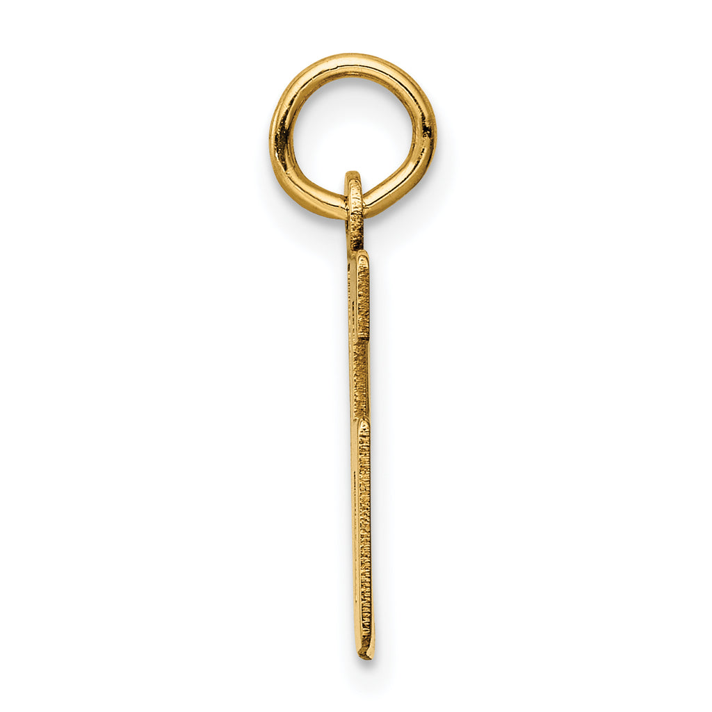 14K Gold Small Polished Elongated Charm with Laser Cut Design