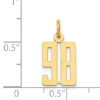 14K Gold Polished Elongated 98 Themed Charm Small, Laser Cut