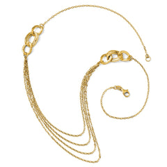 14K Gold Multi-Strand Rope Necklace with Lobster Clasp, Handmade