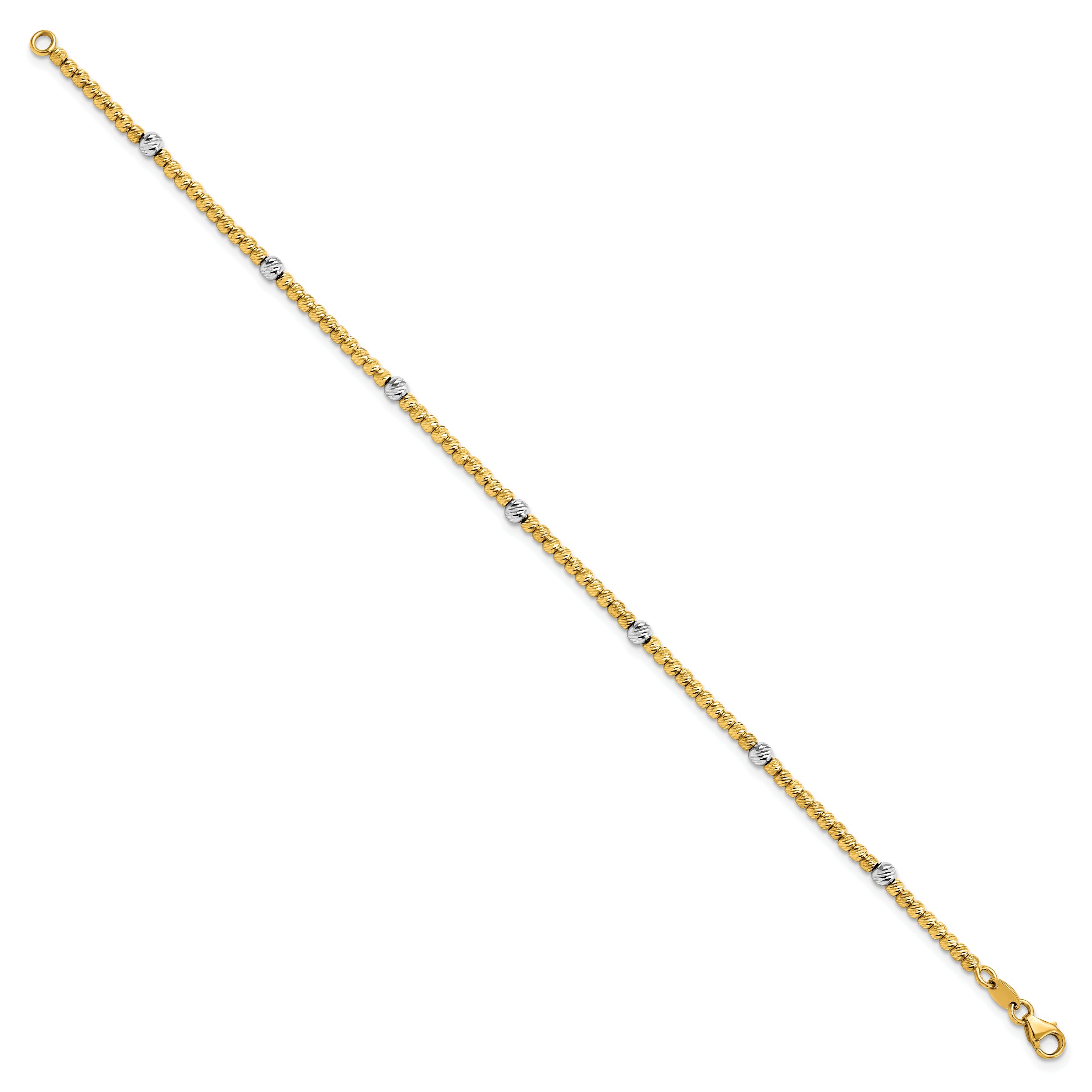 14K Two-tone Polished D/C Beaded Bracelet