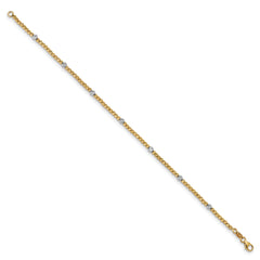 14K Two-tone Polished D/C Beaded Bracelet