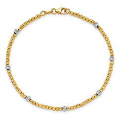 14K Two-tone Polished D/C Beaded Bracelet
