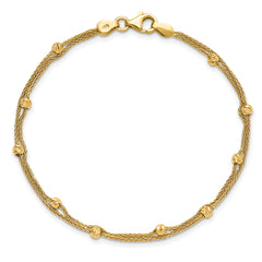 14K Gold Polished and Diamond-cut Beads 2 Strand Bracelet