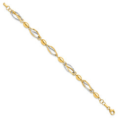 14K Two-tone Polished and D/C Bracelet - 7