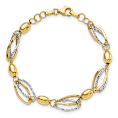 14K Two-tone Polished and D/C Bracelet - 7
