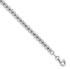 14K White Gold Polished and Diamond-cut Beaded Bracelet