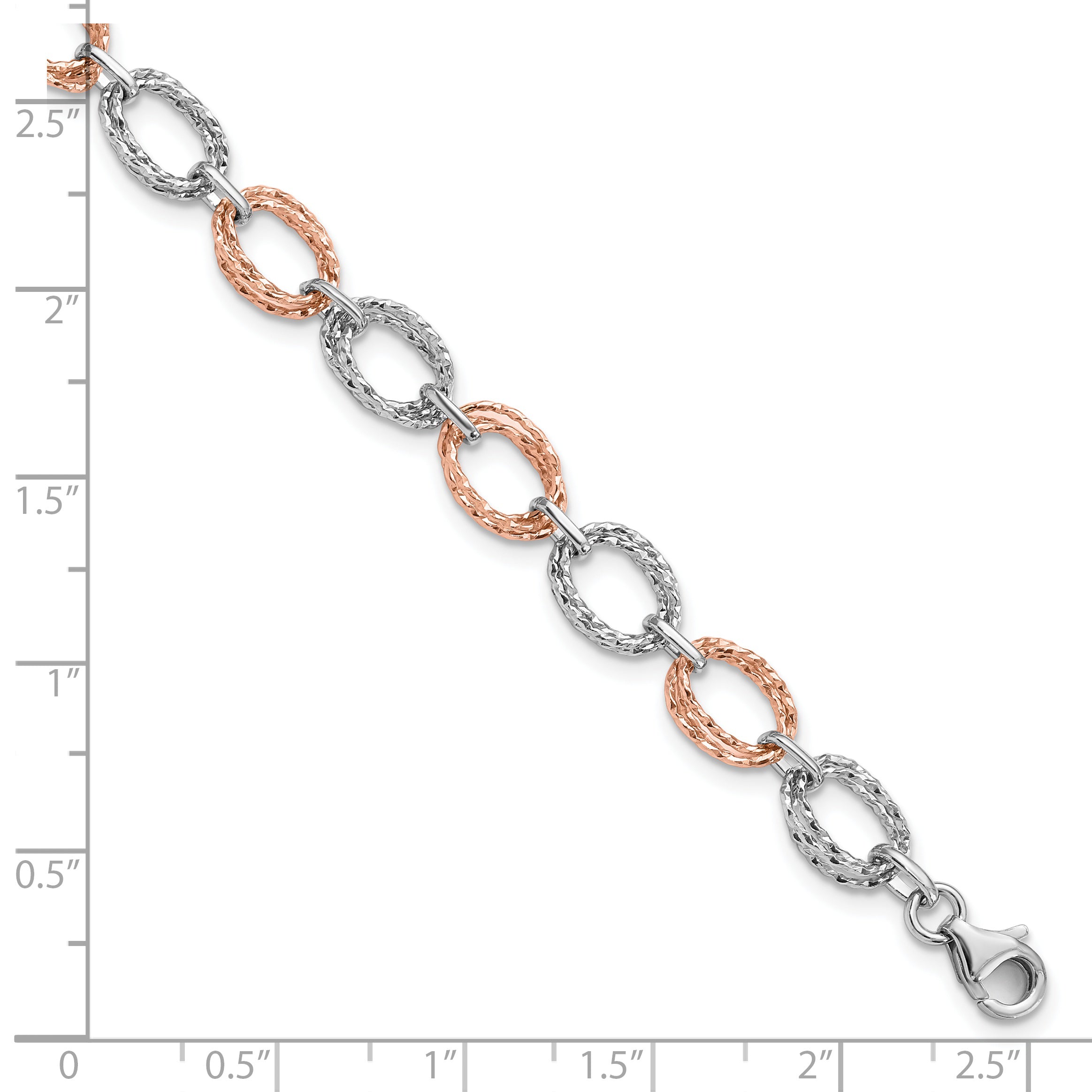 14K Two-tone Polished and Textured Bracelet - 7.25