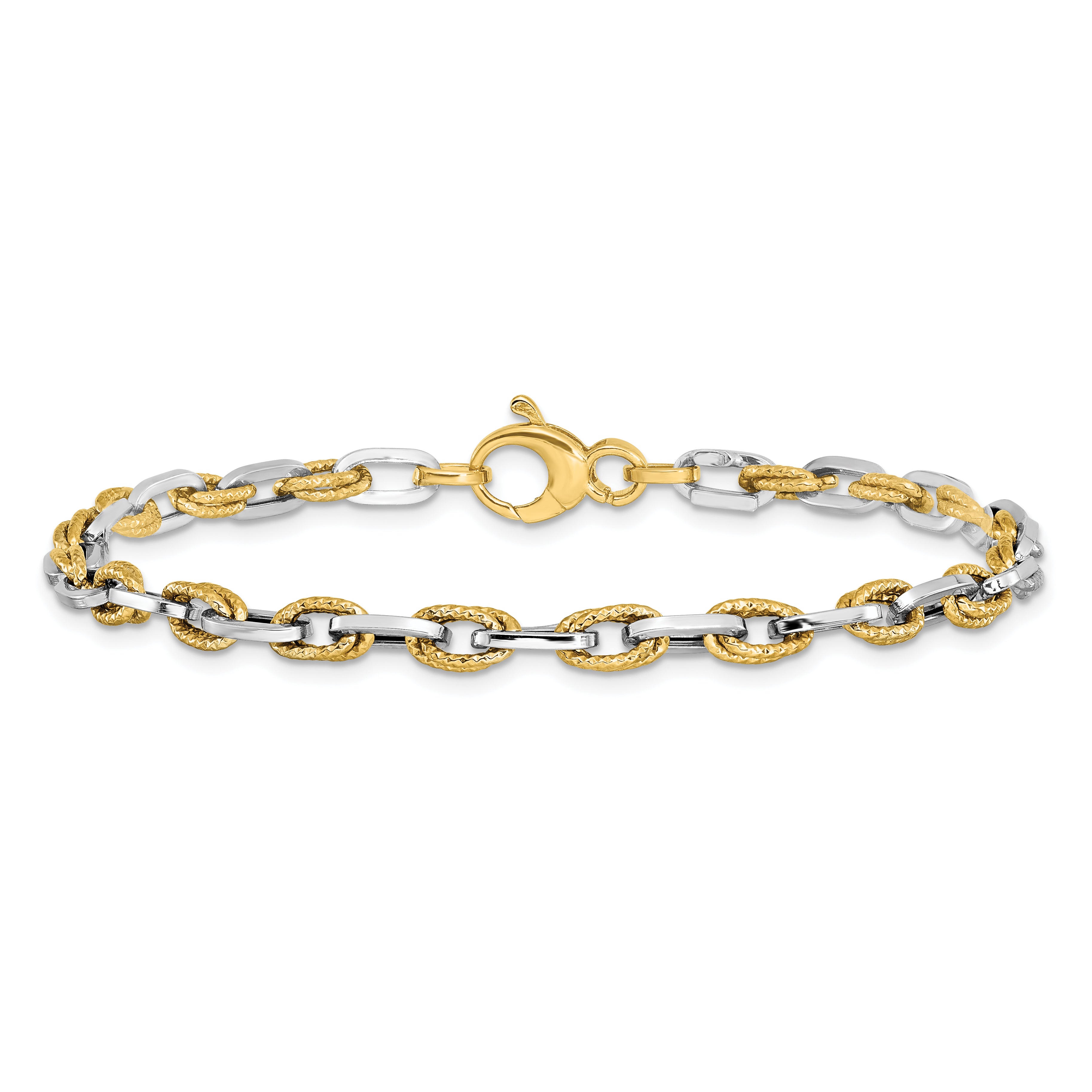 14K Two-tone Polished D/C Bracelet - 7.5