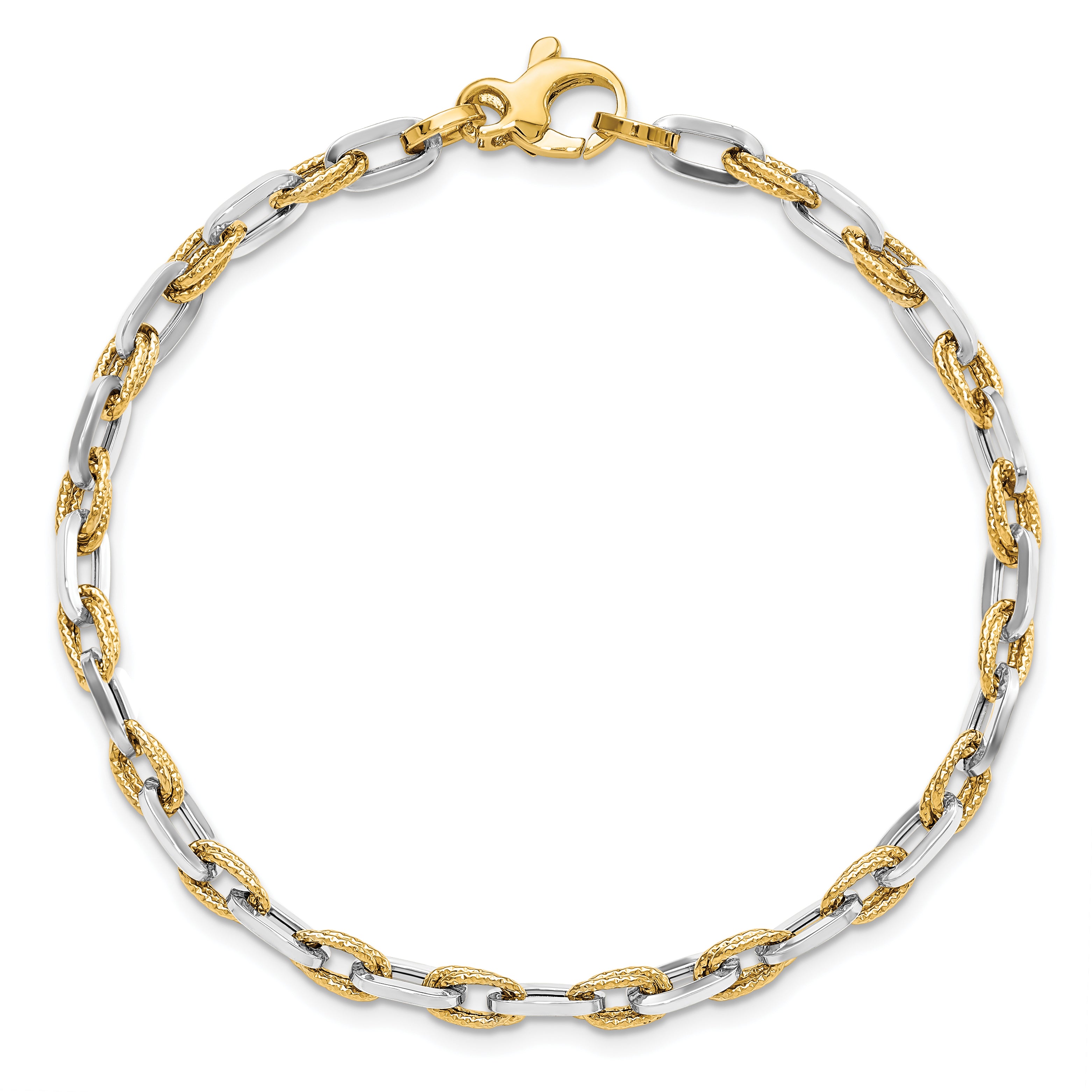 14K Two-tone Polished D/C Bracelet - 7.5