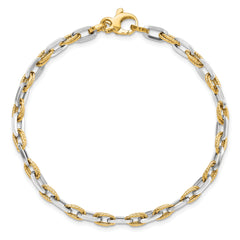 14K Two-tone Polished D/C Bracelet - 7.5