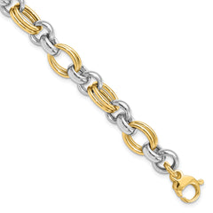 14K Two-tone Polished Link Bracelet