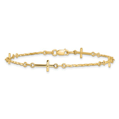 14k Polished Twisted Cross Bracelet