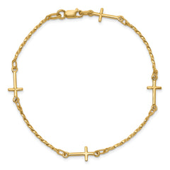 14k Polished Twisted Cross Bracelet