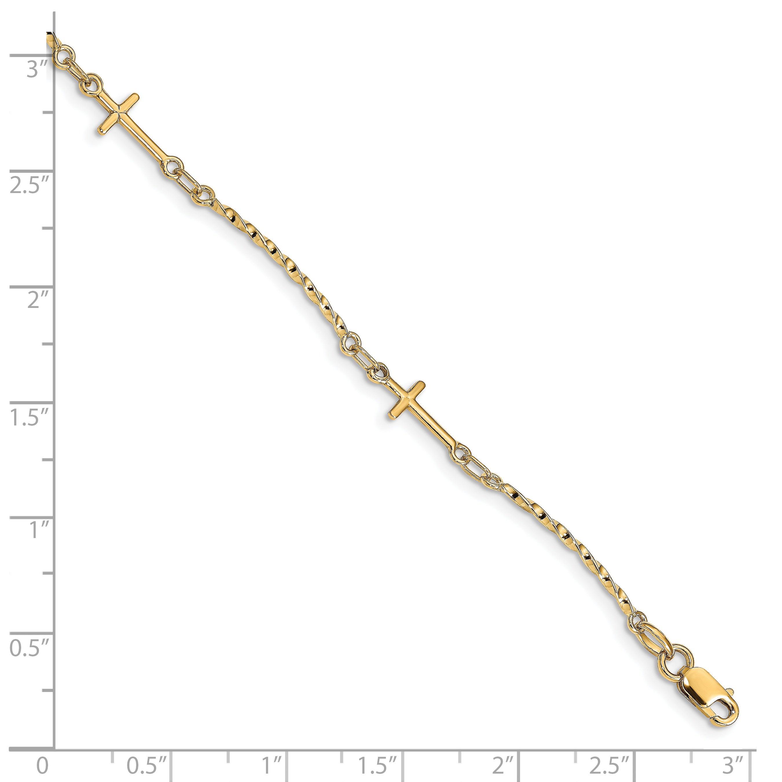 14k Polished Twisted Cross Bracelet