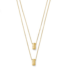 14K Two Layer Diamond Cut  Necklace