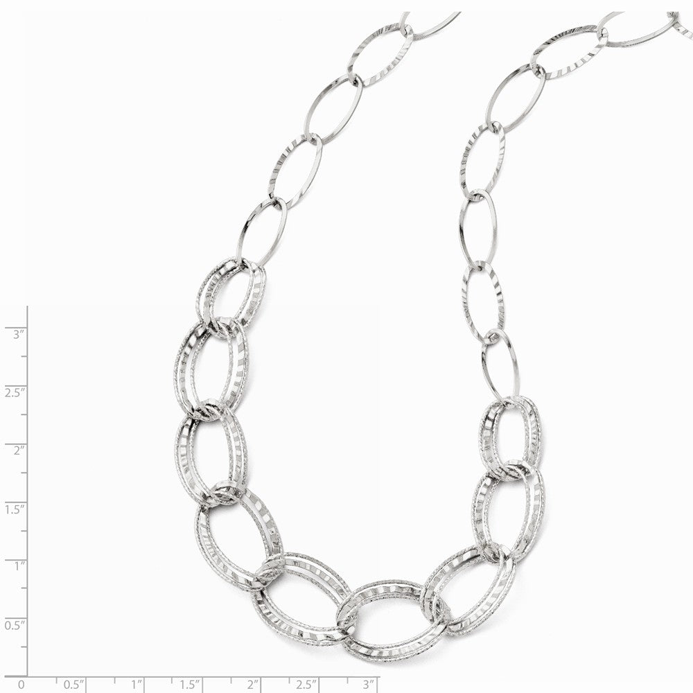 Leslie's 14K White Gold Polished & Diamond-cut Link Necklace