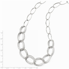 Leslie's 14K White Gold Polished & Diamond-cut Link Necklace