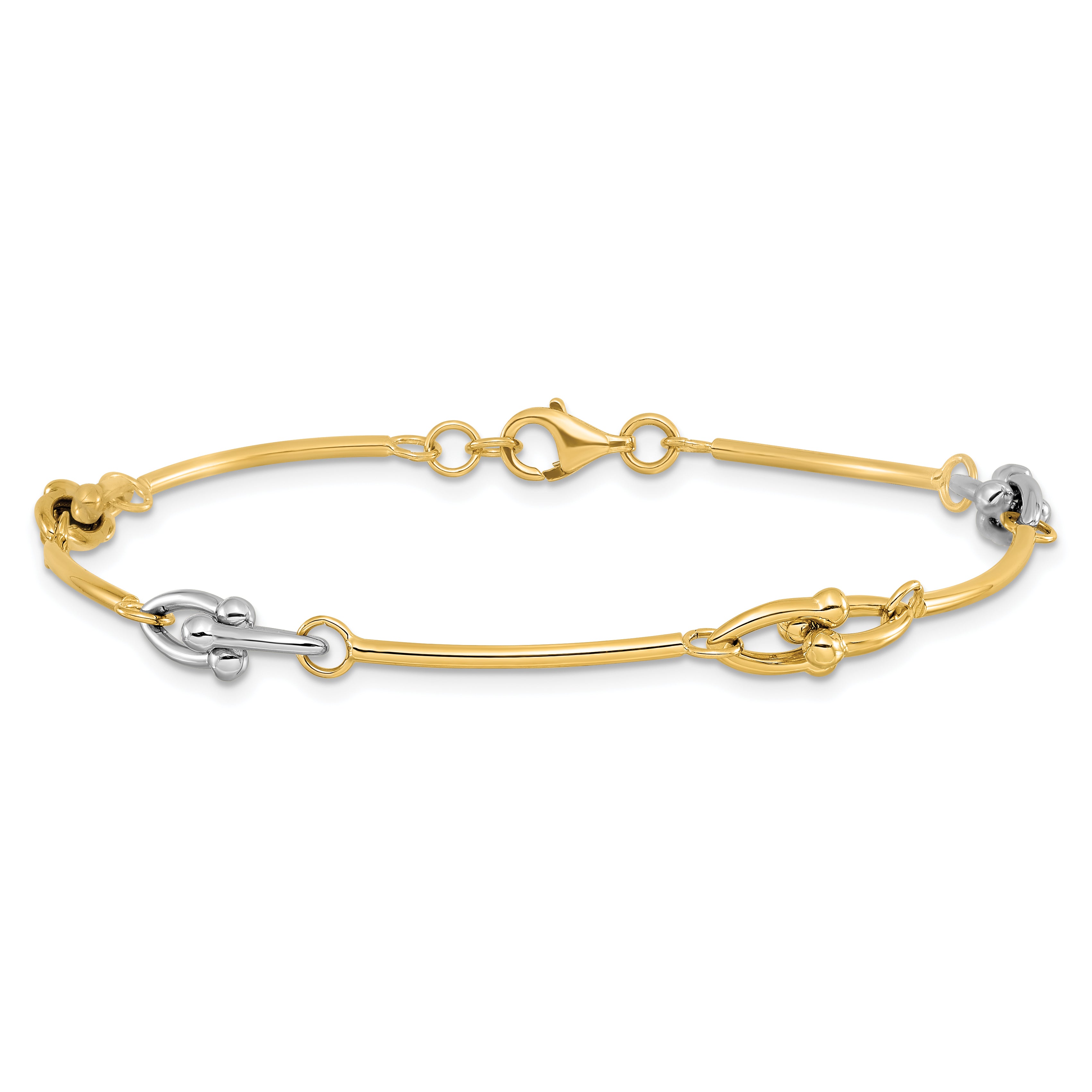 14K Two-tone Polished Bracelet - 7.5