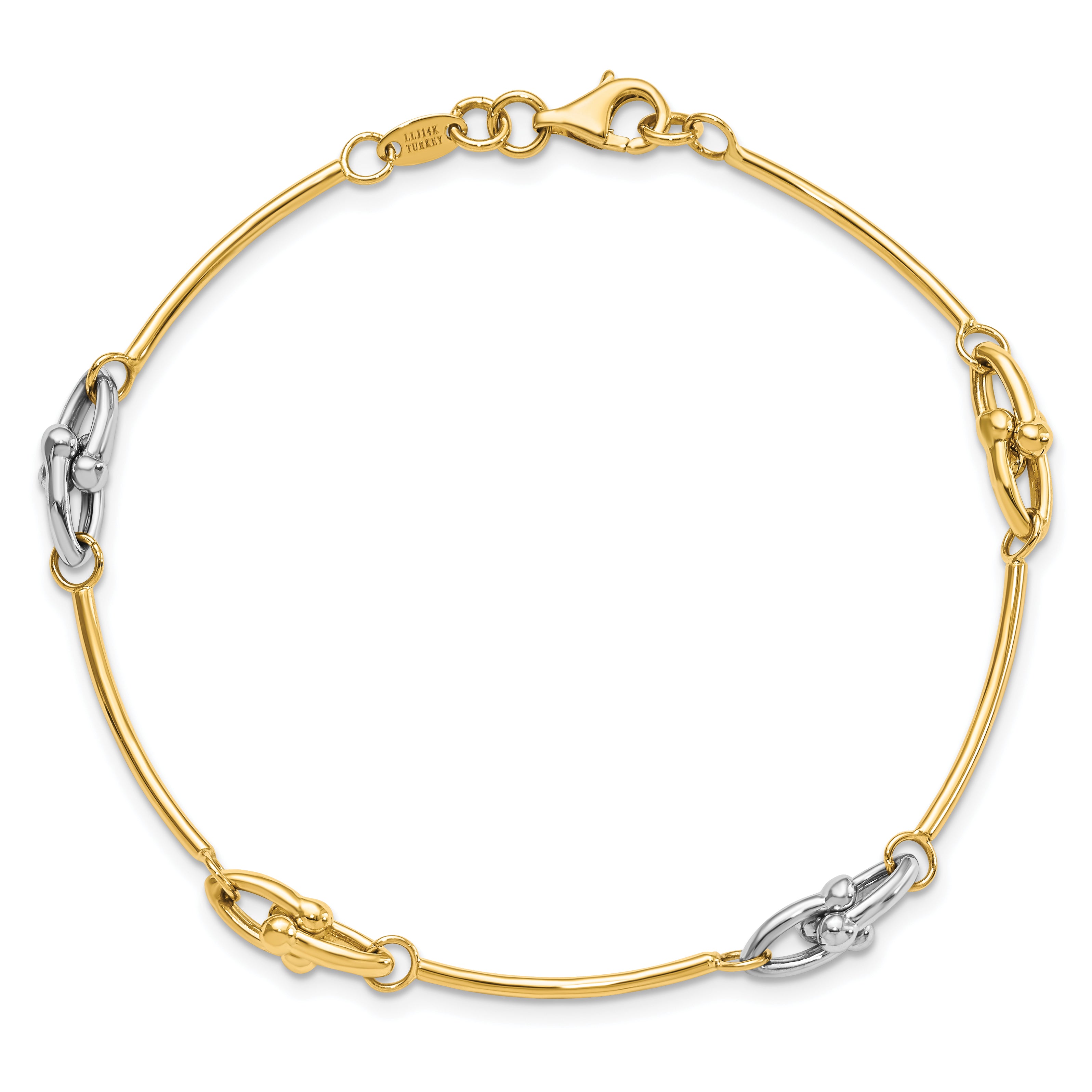 14K Two-tone Polished Bracelet - 7.5