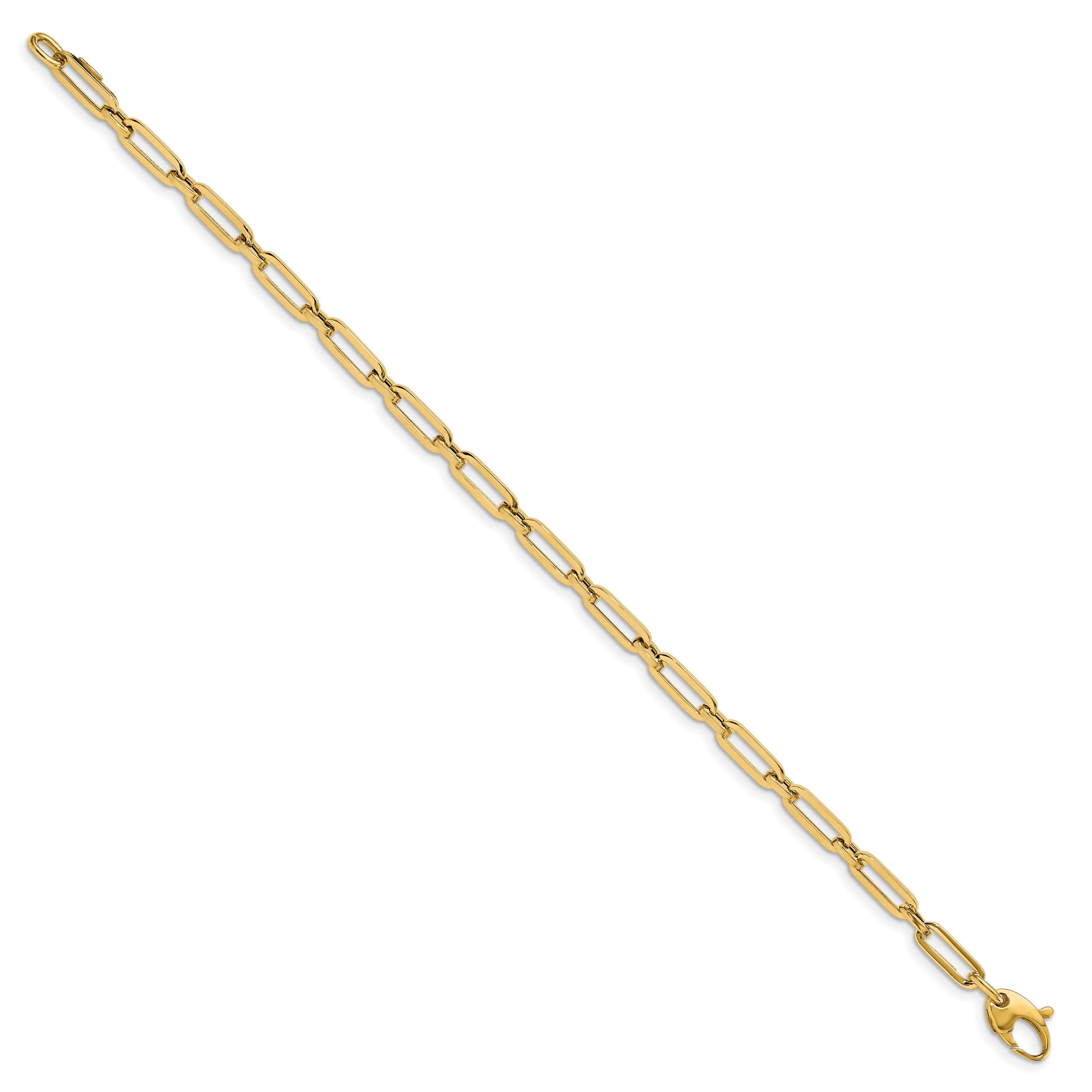 14K Polished Flat Oval Link Bracelet - 8.5