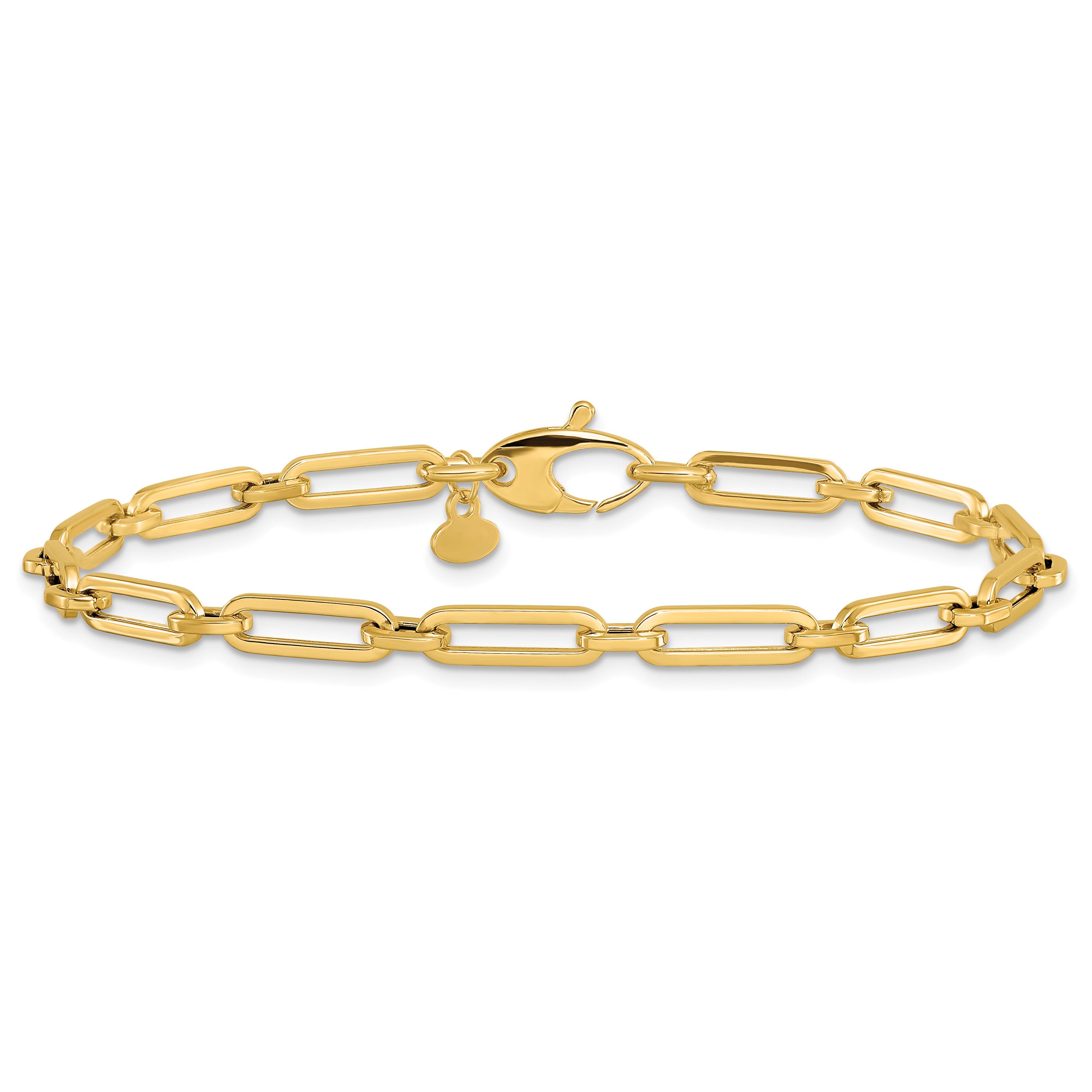 14K Polished Flat Oval Link Bracelet - 8.5