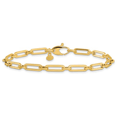14K Polished Flat Oval Link Bracelet - 8.5