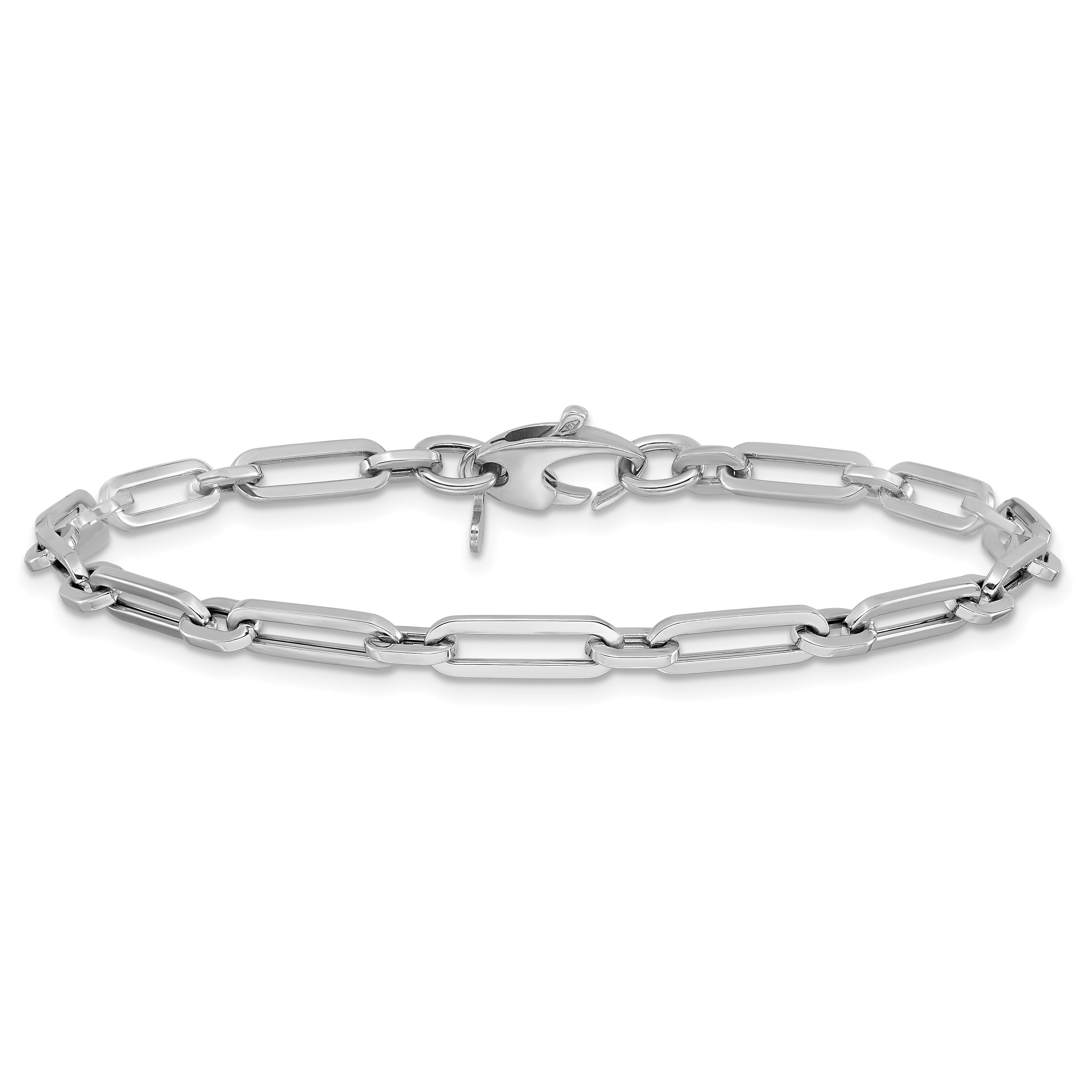 14K White Gold Polished Flat Oval Link Bracelet - 7.5