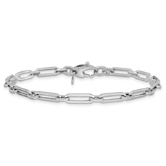 14K White Gold Polished Flat Oval Link Bracelet - 7.5