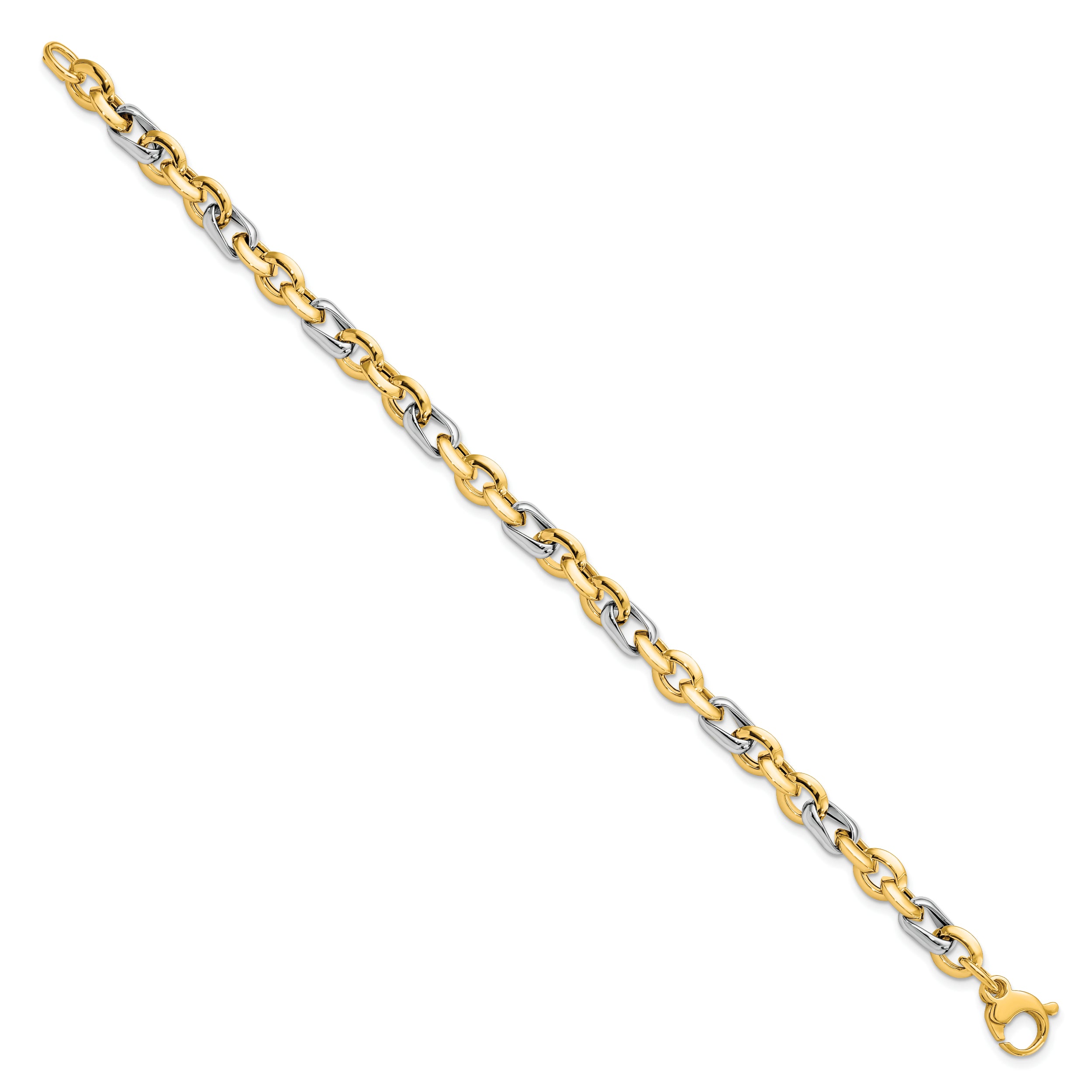 14K Two-tone Polished Fancy Link Bracelet - 7.75