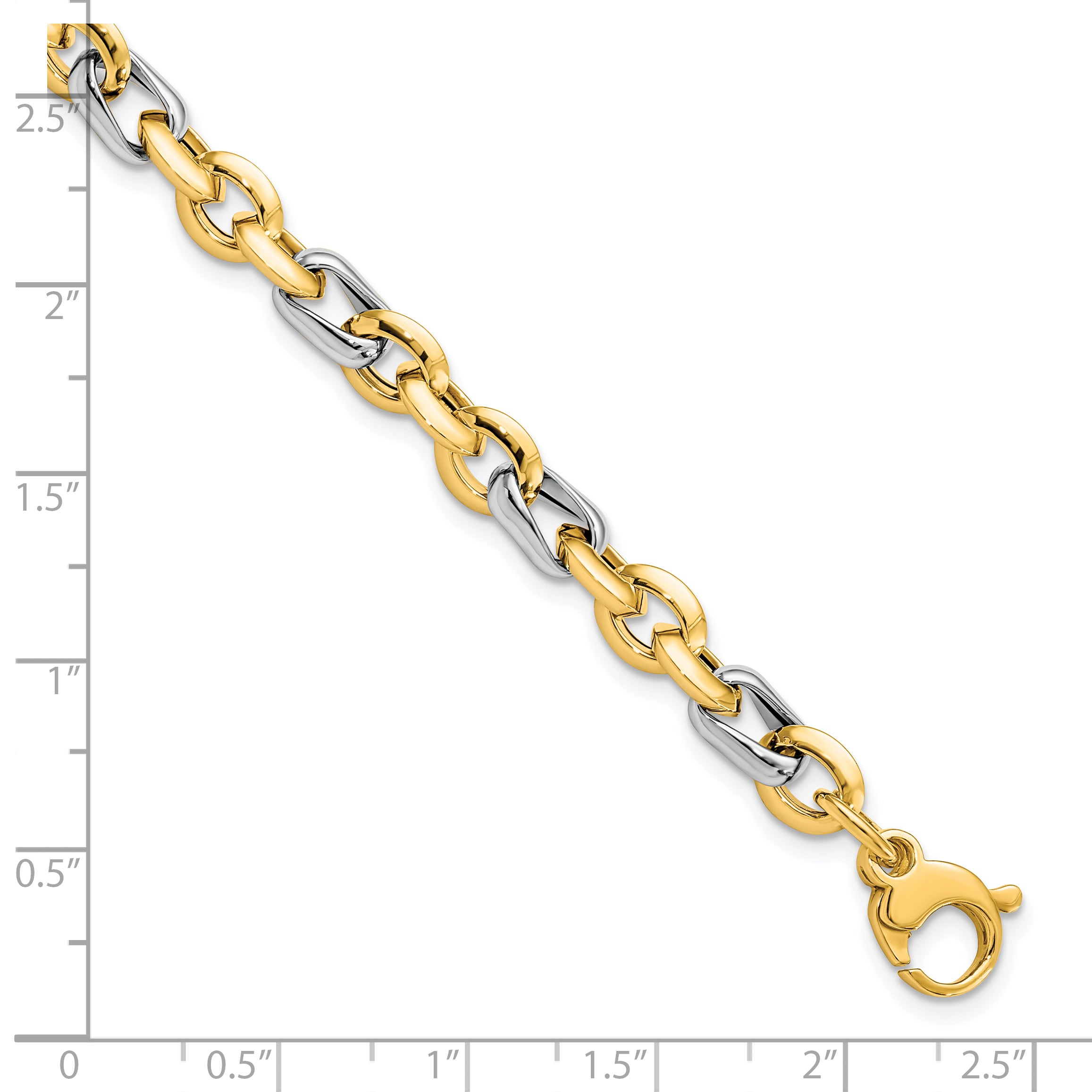14K Two-tone Polished Fancy Link Bracelet - 7.75