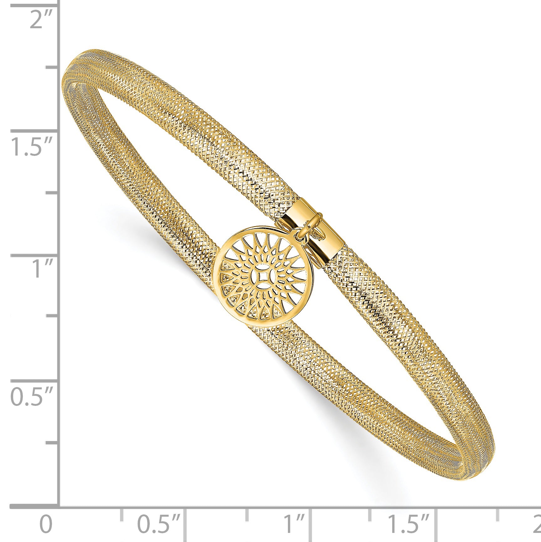 14K Polished Sun Charm Stretch Bangle