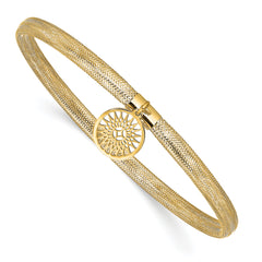 14K Polished Sun Charm Stretch Bangle