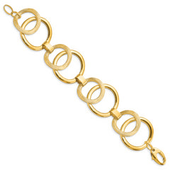 14k Polished Scratch-finish Fancy Link Bracelet
